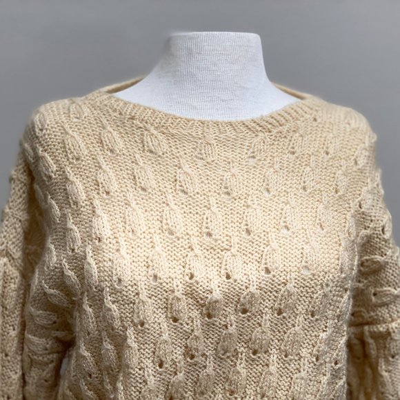 Vintage Handmade Lacy Knit Sweater One Size - Picture 8 of 10